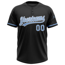 Load image into Gallery viewer, Custom Black Light Blue-White Two-Button Unisex Softball Jersey
