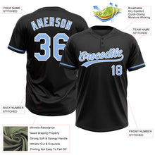 Load image into Gallery viewer, Custom Black Light Blue-White Two-Button Unisex Softball Jersey
