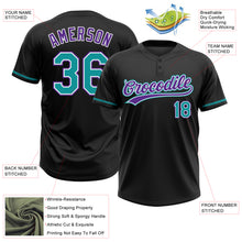 Load image into Gallery viewer, Custom Black Teal-Purple Two-Button Unisex Softball Jersey
