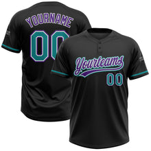 Load image into Gallery viewer, Custom Black Teal-Purple Two-Button Unisex Softball Jersey
