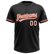 Load image into Gallery viewer, Custom Black White-Orange Two-Button Unisex Softball Jersey
