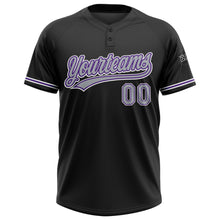 Load image into Gallery viewer, Custom Black Gray-Purple Two-Button Unisex Softball Jersey
