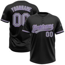 Load image into Gallery viewer, Custom Black Gray-Purple Two-Button Unisex Softball Jersey
