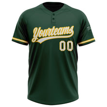 Load image into Gallery viewer, Custom Green White-Yellow Two-Button Unisex Softball Jersey
