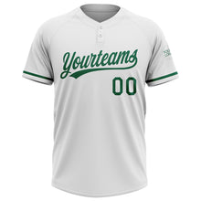 Load image into Gallery viewer, Custom White Kelly Green Two-Button Unisex Softball Jersey
