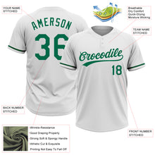 Load image into Gallery viewer, Custom White Kelly Green Two-Button Unisex Softball Jersey
