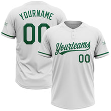 Load image into Gallery viewer, Custom White Kelly Green Two-Button Unisex Softball Jersey
