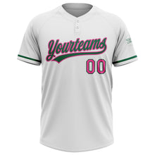 Load image into Gallery viewer, Custom White Pink-Kelly Green Two-Button Unisex Softball Jersey
