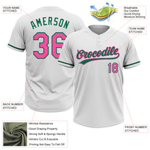 Load image into Gallery viewer, Custom White Pink-Kelly Green Two-Button Unisex Softball Jersey
