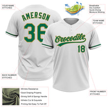 Load image into Gallery viewer, Custom White Kelly Green-Old Gold Two-Button Unisex Softball Jersey
