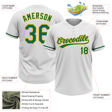 Load image into Gallery viewer, Custom White Kelly Green-Gold Two-Button Unisex Softball Jersey
