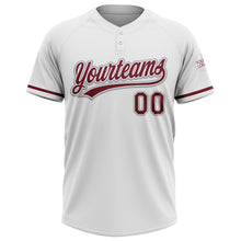 Load image into Gallery viewer, Custom White Crimson-Gray Two-Button Unisex Softball Jersey
