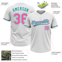 Load image into Gallery viewer, Custom White Pink-Teal Two-Button Unisex Softball Jersey
