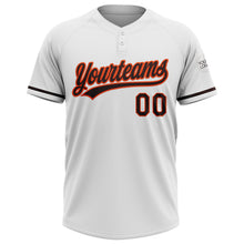 Load image into Gallery viewer, Custom White Brown-Orange Two-Button Unisex Softball Jersey
