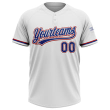 Load image into Gallery viewer, Custom White Royal-Red Two-Button Unisex Softball Jersey
