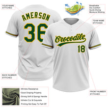 Load image into Gallery viewer, Custom White Green-Gold Two-Button Unisex Softball Jersey
