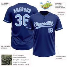 Load image into Gallery viewer, Custom Royal Light Blue-White Two-Button Unisex Softball Jersey
