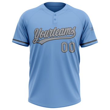 Custom Light Blue Gray-Steel Gray Two-Button Unisex Softball Jersey