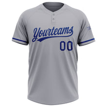 Load image into Gallery viewer, Custom Gray Royal Two-Button Unisex Softball Jersey
