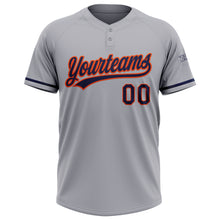 Load image into Gallery viewer, Custom Gray Navy-Orange Two-Button Unisex Softball Jersey
