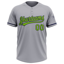 Load image into Gallery viewer, Custom Gray Neon Green-Navy Two-Button Unisex Softball Jersey
