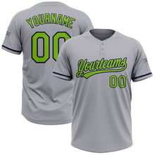 Load image into Gallery viewer, Custom Gray Neon Green-Navy Two-Button Unisex Softball Jersey
