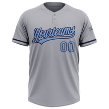 Load image into Gallery viewer, Custom Gray Light Blue-Navy Two-Button Unisex Softball Jersey
