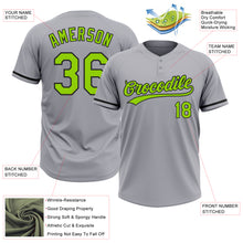 Load image into Gallery viewer, Custom Gray Neon Green-Black Two-Button Unisex Softball Jersey
