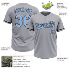 Load image into Gallery viewer, Custom Gray Light Blue-Black Two-Button Unisex Softball Jersey
