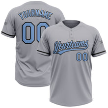 Load image into Gallery viewer, Custom Gray Light Blue-Black Two-Button Unisex Softball Jersey
