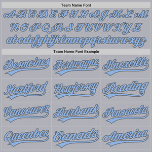 Custom Gray Light Blue-Steel Gray Two-Button Unisex Softball Jersey