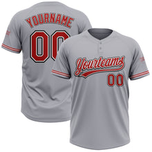 Load image into Gallery viewer, Custom Gray Red-Black Two-Button Unisex Softball Jersey
