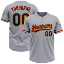 Load image into Gallery viewer, Custom Gray Black Orange-Old Gold Two-Button Unisex Softball Jersey
