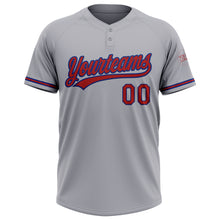 Load image into Gallery viewer, Custom Gray Red-Royal Two-Button Unisex Softball Jersey
