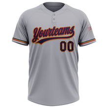 Load image into Gallery viewer, Custom Gray Navy Red-Old Gold Two-Button Unisex Softball Jersey
