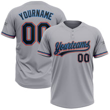 Load image into Gallery viewer, Custom Gray Black Electric Blue-Orange Two-Button Unisex Softball Jersey
