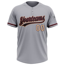 Load image into Gallery viewer, Custom Gray Black Crimson-Cream Two-Button Unisex Softball Jersey
