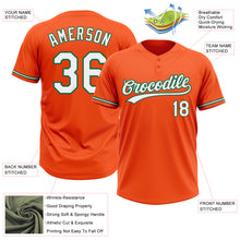 Load image into Gallery viewer, Custom Orange White-Kelly Green Two-Button Unisex Softball Jersey
