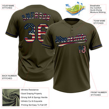 Load image into Gallery viewer, Custom Olive Vintage USA Flag-Navy Salute To Service Two-Button Unisex Softball Jersey
