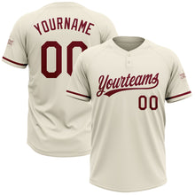 Load image into Gallery viewer, Custom Cream Crimson Two-Button Unisex Softball Jersey
