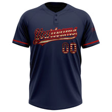 Load image into Gallery viewer, Custom Navy Vintage USA Flag-Red Two-Button Unisex Softball Jersey
