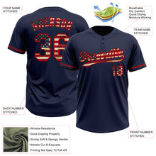 Load image into Gallery viewer, Custom Navy Vintage USA Flag-Red Two-Button Unisex Softball Jersey
