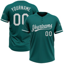 Load image into Gallery viewer, Custom Teal White Two-Button Unisex Softball Jersey
