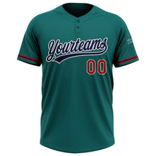 Load image into Gallery viewer, Custom Teal Navy-Red Two-Button Unisex Softball Jersey
