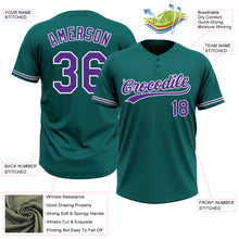 Load image into Gallery viewer, Custom Teal Purple-White Two-Button Unisex Softball Jersey
