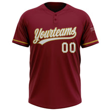 Load image into Gallery viewer, Custom Crimson White-Old Gold Two-Button Unisex Softball Jersey
