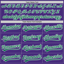 Load image into Gallery viewer, Custom Purple Kelly Green-White Two-Button Unisex Softball Jersey
