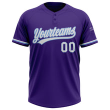 Load image into Gallery viewer, Custom Purple White-Light Blue Two-Button Unisex Softball Jersey
