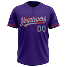 Load image into Gallery viewer, Custom Purple Light Blue-Red Two-Button Unisex Softball Jersey
