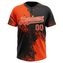 Load image into Gallery viewer, Custom Orange Black-White 3D Pattern Abstract Brush Stroke Two-Button Unisex Softball Jersey
